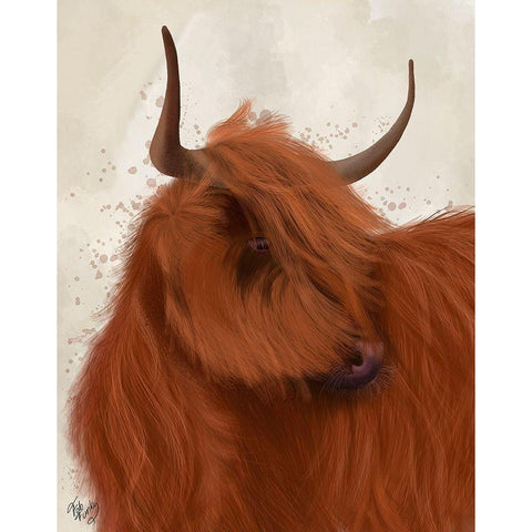 Highland Cow 2, Portrait Black Modern Wood Framed Art Print with Double Matting by Fab Funky