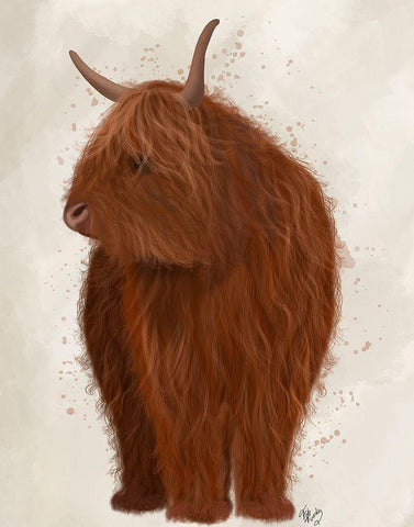 Highland Cow 4, Full White Modern Wood Framed Art Print with Double Matting by Fab Funky