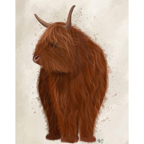 Highland Cow 4, Full Black Modern Wood Framed Art Print with Double Matting by Fab Funky