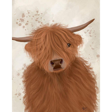 Highland Cow 10, Portrait Black Modern Wood Framed Art Print with Double Matting by Fab Funky