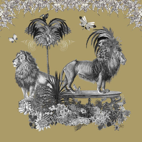 Livoris Feritas Lion Design, Square White Modern Wood Framed Art Print with Double Matting by Fab Funky