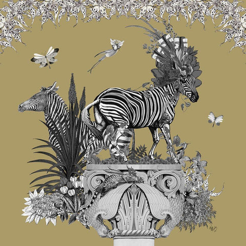 Livoris Feritas Zebra Design, Square White Modern Wood Framed Art Print with Double Matting by Fab Funky