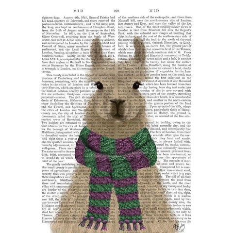 Llama with Purple Scarf, Portrait Book Print Black Modern Wood Framed Art Print with Double Matting by Fab Funky