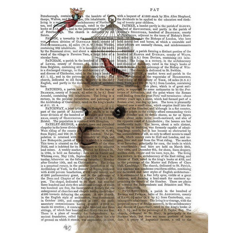 Llama and Birdcage Book Print Black Modern Wood Framed Art Print with Double Matting by Fab Funky