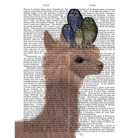 Llama Owls, Portrait Book Print White Modern Wood Framed Art Print by Fab Funky