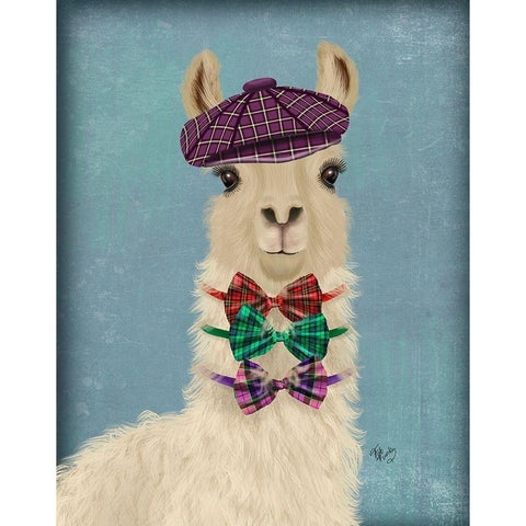 Llama Dapper White Modern Wood Framed Art Print by Fab Funky