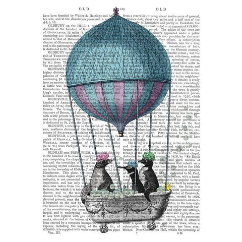 Penguins in Balloon Bath Book Print Gold Ornate Wood Framed Art Print with Double Matting by Fab Funky