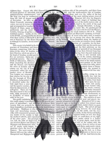Penguin Ear Muffs Book Print White Modern Wood Framed Art Print with Double Matting by Fab Funky