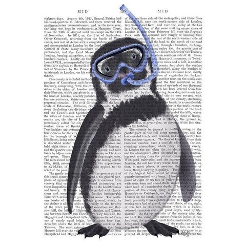 Penguin Snorkel Book Print Black Modern Wood Framed Art Print with Double Matting by Fab Funky