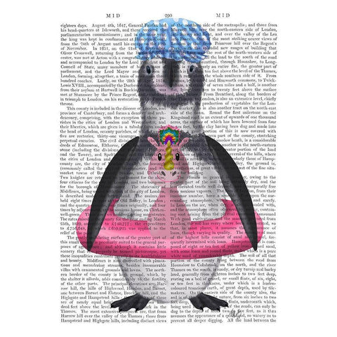 Penguin Unicorn Rubber Ring Book Print Black Modern Wood Framed Art Print with Double Matting by Fab Funky