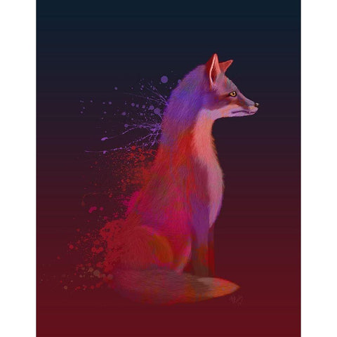 Red Fox Black Modern Wood Framed Art Print with Double Matting by Fab Funky