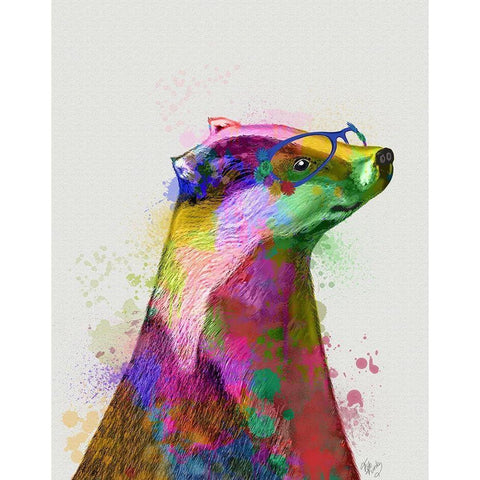 Badger Rainbow Splash 2 Gold Ornate Wood Framed Art Print with Double Matting by Fab Funky