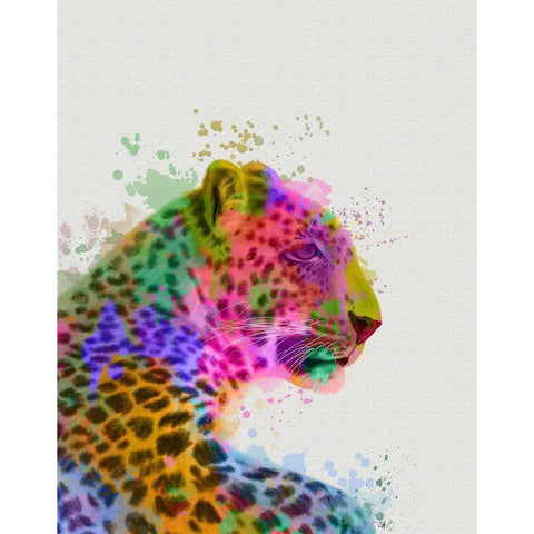 Leopard Rainbow Splash 1 Gold Ornate Wood Framed Art Print with Double Matting by Fab Funky