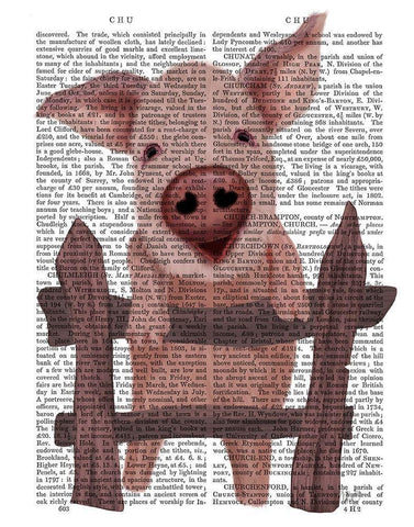 Pig On Fence Book Print White Modern Wood Framed Art Print with Double Matting by Fab Funky