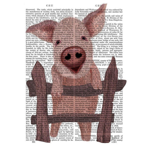Pig On Fence Book Print Black Modern Wood Framed Art Print with Double Matting by Fab Funky