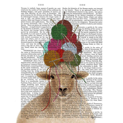 Sheep with Wool Hat, Portrait Book Print White Modern Wood Framed Art Print by Fab Funky