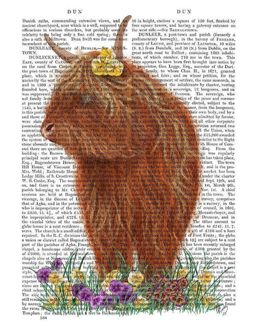 Highland Cow, Pansy Book Print Black Ornate Wood Framed Art Print with Double Matting by Fab Funky