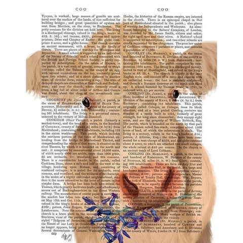 Cow Cream, Bluebells Book Print Gold Ornate Wood Framed Art Print with Double Matting by Fab Funky