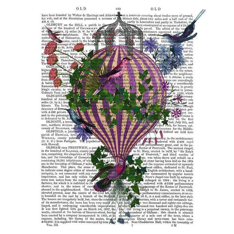Bird Balloon 1 Book Print White Modern Wood Framed Art Print by Fab Funky