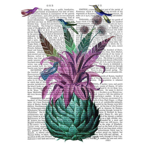 Tropical Artichoke Book Print Black Modern Wood Framed Art Print with Double Matting by Fab Funky