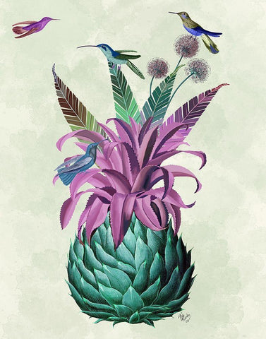 Tropical Artichoke Black Ornate Wood Framed Art Print with Double Matting by Fab Funky