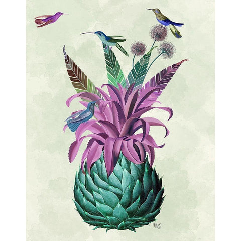 Tropical Artichoke Black Modern Wood Framed Art Print by Fab Funky