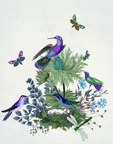 Tropical Birds Nest 1 White Modern Wood Framed Art Print with Double Matting by Fab Funky