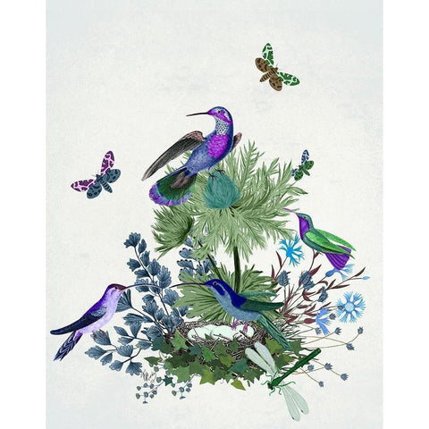 Tropical Birds Nest 1 Gold Ornate Wood Framed Art Print with Double Matting by Fab Funky