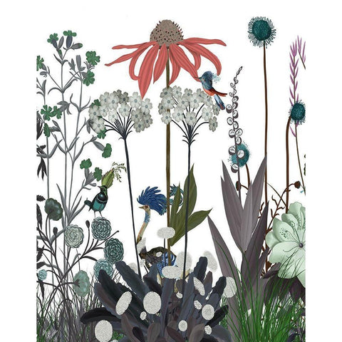 Wildflower Bloom, Ostrich Black Modern Wood Framed Art Print with Double Matting by Fab Funky