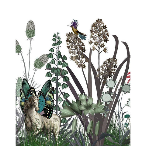 Wildflower Bloom, Horse Gold Ornate Wood Framed Art Print with Double Matting by Fab Funky