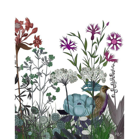 Wildflower Bloom, Partridge Black Modern Wood Framed Art Print with Double Matting by Fab Funky