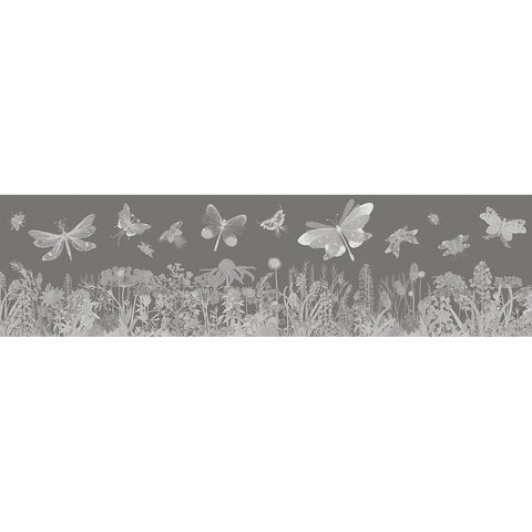 Flutterbies Black Modern Wood Framed Art Print with Double Matting by Fab Funky