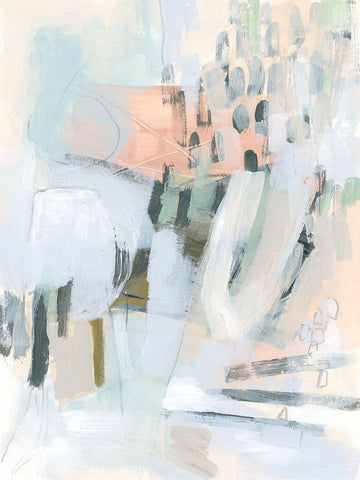 Rhythm Steppe I White Modern Wood Framed Art Print with Double Matting by Vess, June Erica