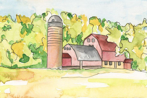 Barn Vista I Black Ornate Wood Framed Art Print with Double Matting by Moore, Regina