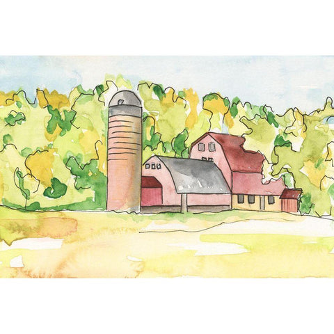 Barn Vista I Black Modern Wood Framed Art Print by Moore, Regina