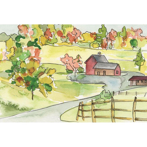 Barn Vista II White Modern Wood Framed Art Print by Moore, Regina