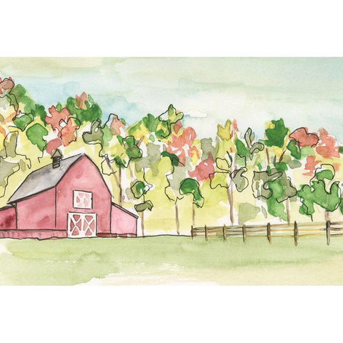 Barn Vista III Black Modern Wood Framed Art Print with Double Matting by Moore, Regina
