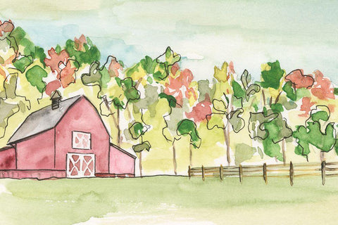 Barn Vista III Black Ornate Wood Framed Art Print with Double Matting by Moore, Regina