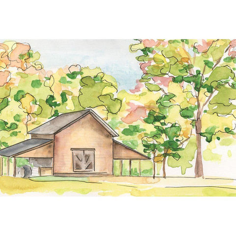 Barn Vista IV Black Modern Wood Framed Art Print with Double Matting by Moore, Regina