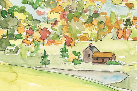 Barn Vista V White Modern Wood Framed Art Print with Double Matting by Moore, Regina