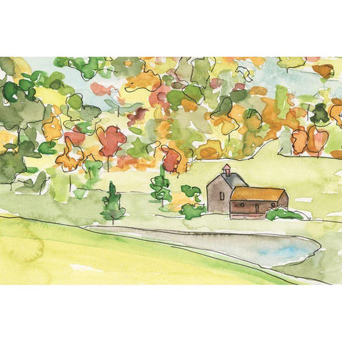 Barn Vista V Black Modern Wood Framed Art Print with Double Matting by Moore, Regina