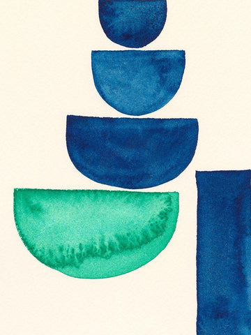 Elementary Shapes III White Modern Wood Framed Art Print with Double Matting by Moore, Regina