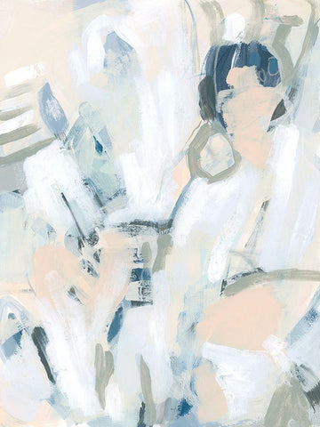 Blue Notes I White Modern Wood Framed Art Print with Double Matting by Vess, June Erica