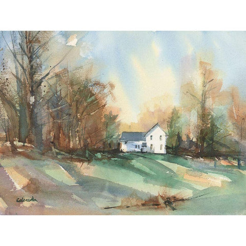 Back Road Bungalow Black Modern Wood Framed Art Print with Double Matting by Calcasola, Stephen