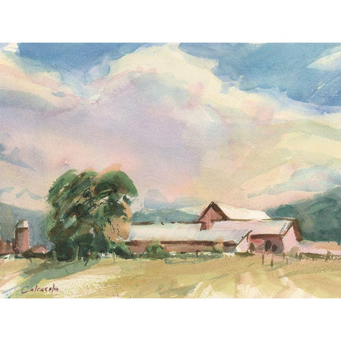 Elm Knoll Farm Black Modern Wood Framed Art Print by Calcasola, Stephen