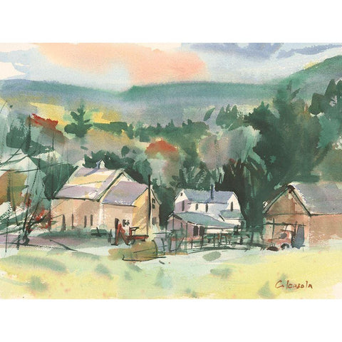 Valley Farm Black Modern Wood Framed Art Print by Calcasola, Stephen