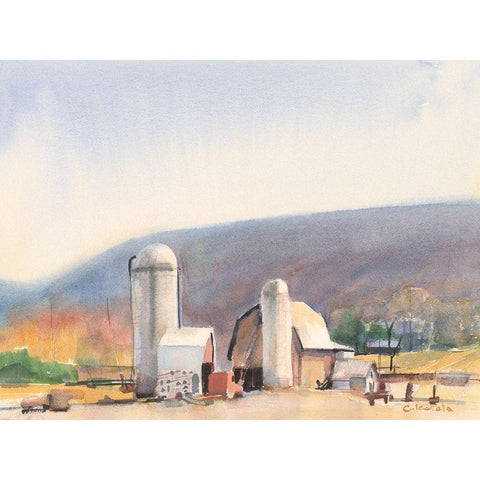 Farm in Ithaca NY Black Modern Wood Framed Art Print with Double Matting by Calcasola, Stephen