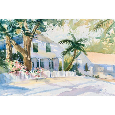 Bermuda Watercolor White Modern Wood Framed Art Print by Calcasola, Stephen