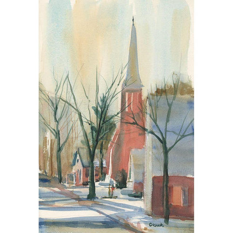 New England Main Street Black Modern Wood Framed Art Print by Calcasola, Stephen