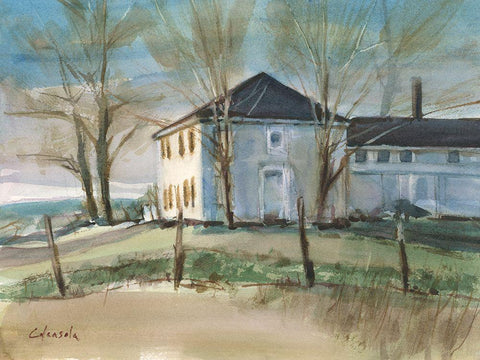 Old Colonial in Ellington Connecticut White Modern Wood Framed Art Print with Double Matting by Calcasola, Stephen